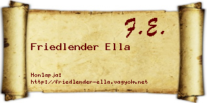 Friedlender Ella névjegykártya